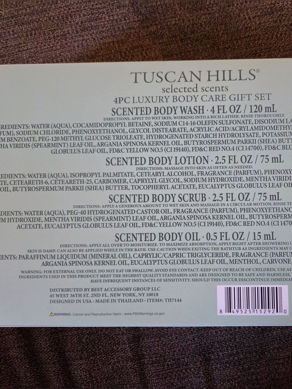 Tuscan Hills Spearmint Argan Oil 4-Piece Body Care Gift Set - Picture 2 of 2